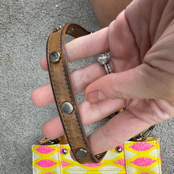 Rebecca Minkoff 'Mini MAB Tote' Crossbody Bag, Yellow / Pink Print y2k - Picture 6 of 7